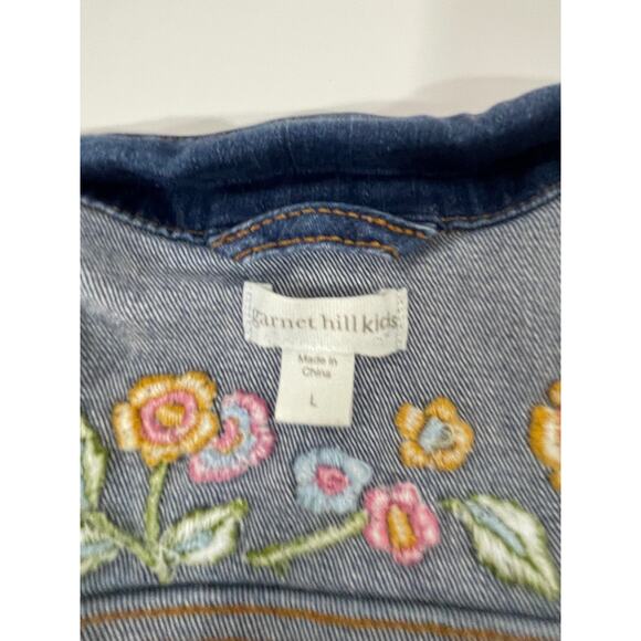 Garnet Hill Kids Jean Jacket with Embroidered Flowers Size Large - Picture 13 of 16